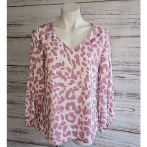 Shein Purple and White Animal Print Blouse sz small